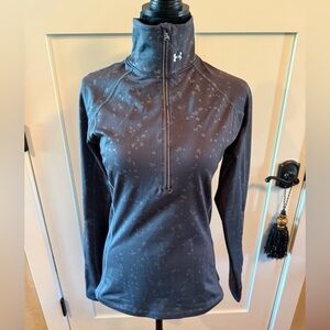 Under Armour Cold Gear Charcoal Patterned Half-Zip Pullover Women’s Size Small